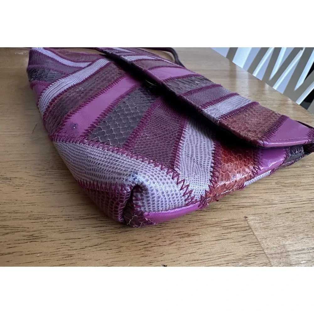 Vintage David Mehler for DAME Purple Pattern Real Snakeskin‎ Purse